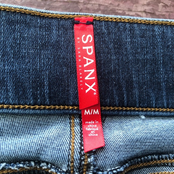 Spanx Distressed Ankle Skinny Jeans Released Hem Pull On High Rise M - Picture 7 of 16